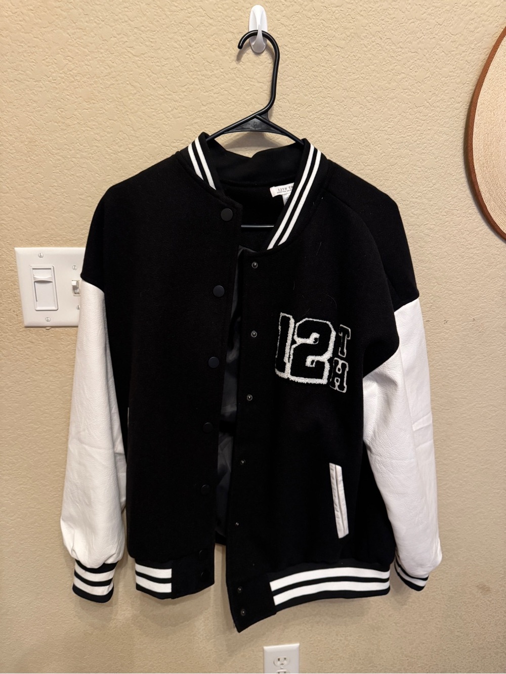 12th Tribe Black and White Varsity Jacket